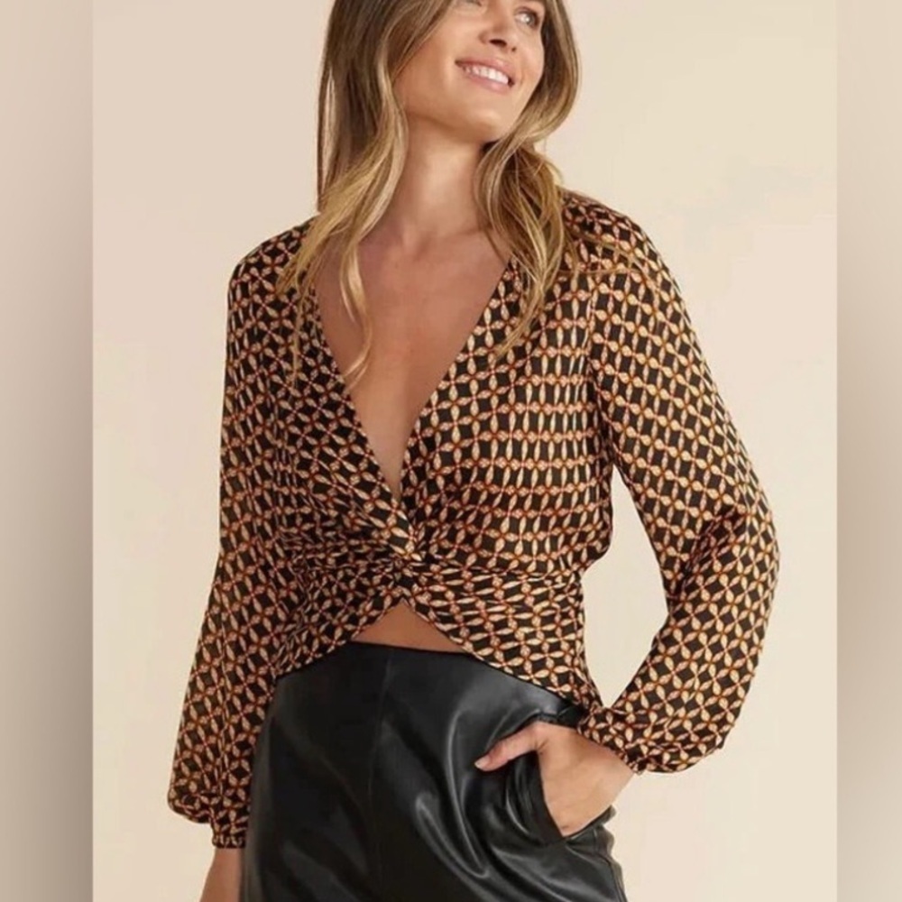 MINKPINK Valentina Twist Blouse Black/Brown 25297